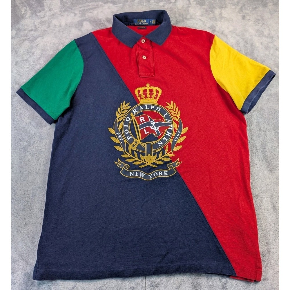 Polo Ralph Lauren Nautical Crest Polo Shirt Sailing Yacht Colorblock Men's M